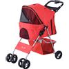 Easycomfort Passeggino Cani Gatti Animali Domestici Pieghevole 75L x 46P x 94Acm Rosso