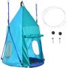 Easycomfort Altalena da Giardino con Tenda per Bambini da 3-8 Anni, Ø100cm e Corde Regolabili, Blu