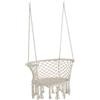 Easycomfort Amaca da Giardino in Stile Boho Chic, Sedia Sospesa in Poliestere e Macramè per Interni ed Esterni, Crema, 80x60x36cm