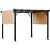 Easycomfort Pergola Gazebo da Giardino in Acciaio con Tende Regolabili 3x3m, Marrone Chiaro
