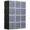 Easycomfort Armadio Guardaroba Modulare Cubi Salvaspazio da Casa, Bianco e Nero in PP, 111 x 47 x 145 cm