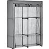 Easycomfort Armadio Guardaroba Portatile in Tessuto non Tessuto con 4 Ripiani Aperti e 2 Appendini, 118x49x170 cm, Grigio