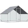 Easycomfort Pollaio da Giardino con Telaio Zincato, Copertura Impermeabile e Rete Esagonale, 3x2x2m, Argento