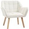 Easycomfort Poltrona Design Scandinava in Legno ed Effetto Velluto Crema, per Soggiorno o Ufficio, 68.5x61x72.5 cm