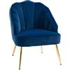 Easycomfort Poltrona in Velluto Imbottita con Schienale a Conchiglia per Camera e Salotto, 63x65x84cm