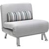 Easycomfort Poltrona Letto in Ferro e Cotone con Cuscino a Righe 75 x 70 x 75cm Grigio