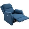 Easycomfort Poltrona Relax Elettrica con Schienale Reclinabile 160°, Poggiapiedi e Porta USB, Lino Blu, 77 x 91 x 106cm