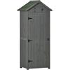 EasyComfort Capanno da Giardino Porta Attrezzi in Legno Impermeabile, 77x54.2x179cm - Grigio