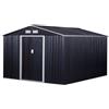 EasyComfort Casetta da Giardino con 2 Porte Scorrevoli e 4 Prese d'Aria, in Acciaio e PP, 322x277x192 cm, Grigio