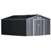 Easycomfort Casetta da Giardino con Base e Doppie Porte Scorrevoli, Capanno da Giardino in Acciaio, 340x386x200cm, Grigio scuro