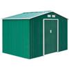 Easycomfort Casetta da Giardino con Base e Doppie Porte Scorrevoli in Lamiera di Acciaio, Capanno da Giardino in Acciaio, 277x195x192cm, Verde