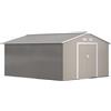 Easycomfort Casetta da Giardino con Porte Scorrevoli e Tetto Inclinato, in Acciaio, 340x386x200 cm, Grigio