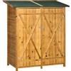 Easycomfort Casetta da Giardino in Legno a 2 Ante con Sgabello Alto a 2 Ripiani e Tetto Idrorepellente, 140x75x157 cm