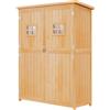 Easycomfort Casetta da Giardino Legno con Porta Doppia, Mensole e Finestre, 127.5x50x164cm