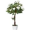 Easycomfort Rosa Alberello Pianta Artificiale con 21 Fiori e Vaso, Pianta Finta da Interno ed Esterno Alta 90cm, Bianco e Verde