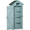 Easycomfort Casetta da Giardino Porta Attrezzi in Legno con 3 Ripiani, 77x54.2x179cm, Blu