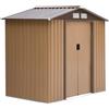 EasyComfort Casetta da Giardino Porta Utensili in Lamiera con Porte Scorrevoli, 213x130x185cm, Giallo