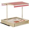 Easycomfort Sabbiera per Bambini 3-8 Anni con Tettuccio Regolabile, in Legno di Abete e Poliestere, 118x118x118 cm