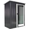 Easycomfort Casetta da Giardino Porta Utensili in Lamiera di Acciaio, Capanno da Giardino in Acciaio con Porte Scorrevoli, 163x89x182cm, Nero