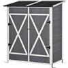 Easycomfort Casetta in Legno da Giardino con 2 Ante, Armadio da Esterno Porta Attrezzi da Giardino con uno Sgabello, 139x75x147/160cm