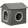 Easycomfort Casetta per Gatti con Cuscini Lavabili 2 entrate, 39x43.5x40.5cm Grigio