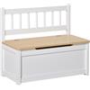 Easycomfort Cassapanca per Bambini 2 in 1 in Legno con Pistone per Chiusura Sicura, 60x30x50cm Bianco e Legno Naturale