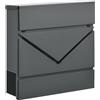 Easycomfort Cassetta Postale in Acciaio Zincato con Portagiornali e 2 Chiavi di Sicurezza, 37x10.5x37 cm, Grigio