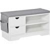 Easycomfort Scarpiera Salvaspazio, Panca Scarpiera in Legno, Mobile Scarpiera da Ingresso, Bianca, 80.5x30.5x43.5cm