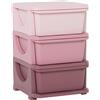 Easycomfort Cassettiera in Plastica Colorata per Cameretta con 3 Cassetti 37x37x56.5cm Rosa