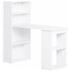 Easycomfort Scrivania Computer con Libreria Salvaspazio, Tavolo da Pranzo per Ufficio e Studio, 120x55x120 cm, Bianco
