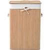 Easycomfort - Cesta Portabiancheria in Bambù con Coperchio e Fodera Rimovibile 40 x 30 x 60cm Naturale