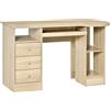 Easycomfort Scrivania da PC per Ufficio con Scaffali, Cassetti e Ripiano Testiera in Legno, 125x60x74cm