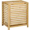 Easycomfort Cesto Portabiancheria a Doghe in Bambù e Tessuto con Coperchio e Sacca Rimovibile, 50x36x60 cm