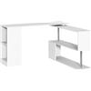 Easycomfort Scrivania Moderna, Angolare e Girevole con Libreria, Tavolo da Pranzo in Truciolato Bianco, 140x120x78 cm