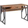 Easycomfort Scrivania Moderna in Metallo e MDF Stile Industriale, Mensole e Cassetto per Casa e Ufficio, 120x60x76cm Nero Marrone