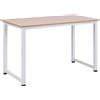 Easycomfort Scrivania Moderna per Computer con Gambe Regolabili e Struttura in MDF e Metallo, Tavolo da Pranzo 120x60x76 cm, Bianco e color Legno