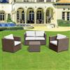 Le Stelle Set Salotto da Giardino in Polyrattan con Divano, Poltrone Tavolino e Cuscini Colore Moka