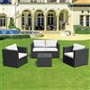 Le Stelle Set Salotto da Giardino in Polyrattan con Divano, Poltrone Tavolino e Cuscini Colore Nero