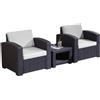 Le Stelle Set Salotto da Giardino in Polyrattan da 3 Pezzi, 2 Poltrone da Esterno, Tavolino e Cuscini