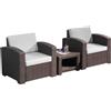 Le Stelle Set Salotto da Giardino in Polyrattan da 3 Pezzi, 2 Poltrone da Esterno, Tavolino e Cuscini Cioccolato