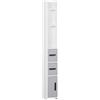 Easycomfort Colonna Bagno con Mensole e Armadietti, Mobile Alto Salvaspazio in Legno 15x17x120cm, Bianco e Grigio
