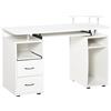 Easycomfort Scrivania per PC con Ripiano per Tastiera e per Monitor e 2 Cassetti, 120x55x85 cm, Bianca
