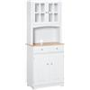 Easycomfort Credenza Alta per Cucina, Mobile Buffet in Legno Bianco, Armadio Dispensa in Stile Classico, Bianco, 68x39.5x170cm