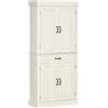 Easycomfort Credenza Cucina con 2 Armadietti e Cassetto in Stile Coloniale, 80x35x180cm Bianco