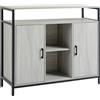 Easycomfort Credenza Moderna in Legno con 2 Armadietti e Ripiani, Mobile Cucina e per Ingresso Grigio Chiaro, 100x34x87.2cm