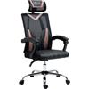 Easycomfort Sedia da Ufficio Ergonomica Inclinabile a 130° con Supporto Lombare e Cervicale, 58x62.5x112-120cm