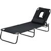 Easycomfort Sedia Sdraio da Esterno Pieghevole con Foro per il Viso e Cuscini, Lettino Prendisole da Giardino, Spiaggia e Campeggio, Nero