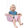Easycomfort Seggiolino Altalena per Bambini in Tessuto e Legno con Cuscino, 40x40x180cm, Rosa