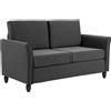 Easycomfort Divano a 2 Posti a Seduta Ampia con Cuscini Rimovibili da Salotto in Tessuto Effetto Lino e Gommapiuma, 141x70x78 cm, Grigio scuro e Nero