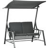 Easycomfort Dondolo da Giardino 2 Posti in Acciaio con Tettuccio Inclinabile e Cuscini, 148x129x172 cm